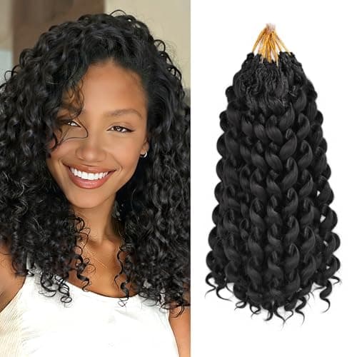 12 Inch Crochet Hair for Black Women, Gogo Curly Crochet Hair Ocean Wave Braiding hair, Natural Black Water Wave Braids (12inch, 8 Packs, 1B#)