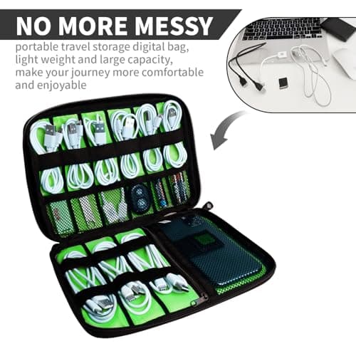 Lcsmaokin Electronics Organizer Travel Case,Electronic Accessories Storage Bag,Portable Waterproof Cable Organizer Bag,Travel Cord Organizer Bags for Small Charging Cord Storage,SD Card-Green - Thumbnail 2