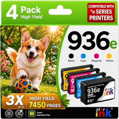 Starink 936e 936 Ink Cartridges for HP Printers Replacement for HP 936 Ink Cartridges Combo Pack HP936, Compatible with HP OfficeJet Pro 9125e 9120e 9730e 9135e 9130e 9122e 9110b (BK/C/M/Y, 4 Pack) - Image 1