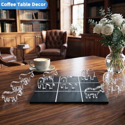 Lewabov Acrylic Tic Tac Toe Board Game - Modern Coffee Table Decor, Easter Basket Stuffers for Teens & Adults, Office Desk Accessories & Family Game Night Essentials,2‑in‑1 Game and Decor piece - Thumbnail 5