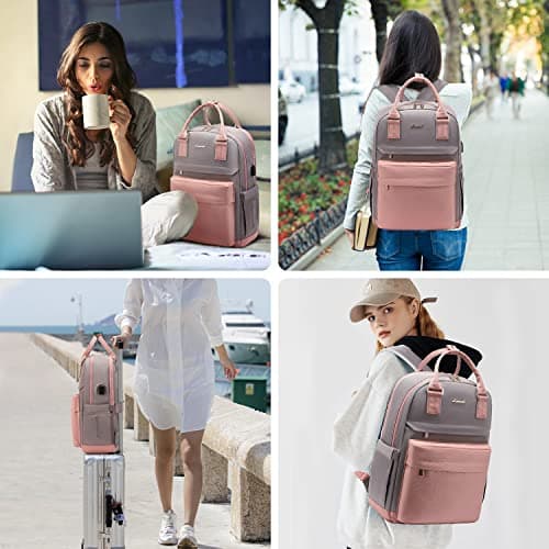 LOVEVOOK Laptop Backpack for Women, 15.6 Inch Anti-theft Laptop Bag with USB Port, Fashion Waterproof Computer Backpacks Teacher Nurse Backpack Purse for College Work - Thumbnail 6