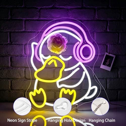 FPLL Neon Sign - Duck LED Neon Signs for Wall Decor, Cute Animal Light Up Led Sign for Bedroom, Party, Bar, Game Room & Home Room Decor - Thumbnail 6