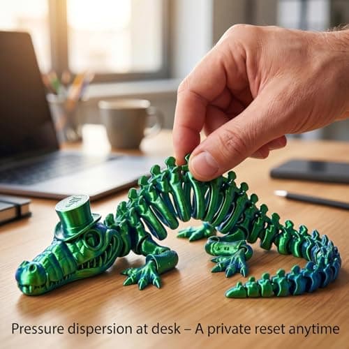 WISWIK 3D-Printed Animal Figurine for Men: 32 Articulated Joints Smooth Touch – Twist Stroke Unwind – Private Stress Relief for High-Pressure Workers – Desk or Bedroom (2-Pack) - Thumbnail 3