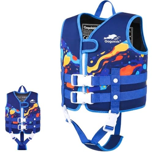 Gogokids Swim Vest for Toddler & Kid 1-2-3-4-5, Adjustable Buoyancy Swimming Vest for Kid Learn to Swim, Toddler Floaty with Removeable Floats and Dual Safety Straps Buoyancy Aid for Pool Beach Puddle
