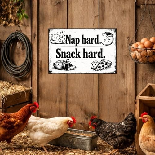 Nap Hard Snack Hard Vintage Tin Sign Funny Cat Wall Decor Black and White Retro Metal Plaque Humor Kitchen Snack Room Wall Art 8x12 Inch Pre Drilled Holes - Thumbnail 4