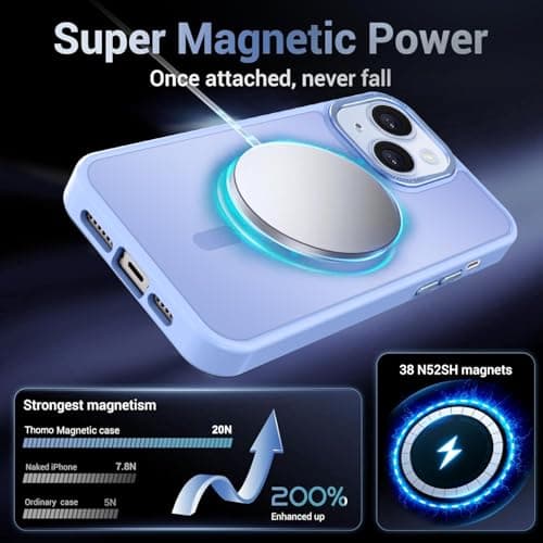 Thomo Upgraded Magnetic for iPhone 15 Plus Case [Compatible with Magsafe] [Mil-Grade Protection], Pocket-Friendly, Slim Translucent Phone Case Cover for iPhone 15 Plus 6.7", Blue - Thumbnail 3