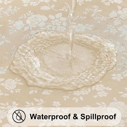 Smiry Rectangle Picnic Table Cloth, Elastic Waterproof Fitted Heavy Duty Vinyl Tablecloths, Wipeable Washable Table Covers for Kitchen, Dining, Camping, Outdoor (Beige, 30" X 72") - Thumbnail 4