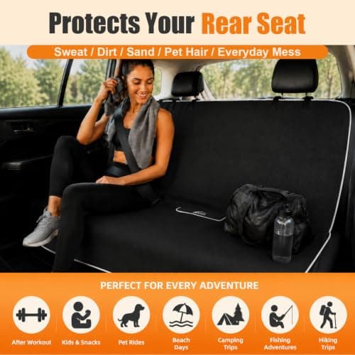 KIGEMOS Back Seat Cover, Waterproof Non-Slip Bench Seat Protector for Cars - Thumbnail 2