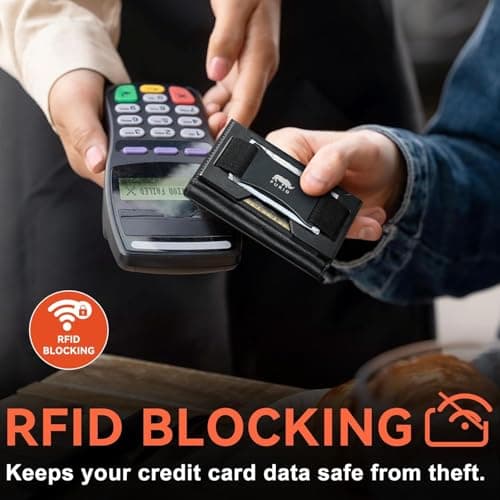furid Genuine Leather Wallet for Men: RFID Thin Trifold Front Pocket Credit Card Holder - Slim Minimalist Wallet with Metal Plates and Cash Band - Gift for Husband Father on Anniversary Birthday - Thumbnail 4
