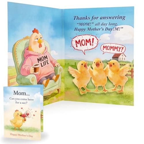 mountova Mothers Day Card for Mom from Son, Daughter, Kid, Cute Chick Pop Up Mothers Day Card with Music & Motion, 5.9"x7.9" - Image 1