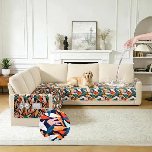 ALIECOM L Shaped Couch Cover for Sectional Sofa Waterproof Sofa Slipcover Non Slip Corner Couch Covers for Dogs Cats (Large, Vivid Navy Blue)