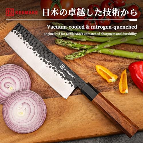 KEEMAKE Nakiri Knife 7 inch - Vegetable Knife Japanese 440C Stainless Steel Sharp Asian Cooking Knives with Octagonal Rosewood Handle - Thumbnail 4