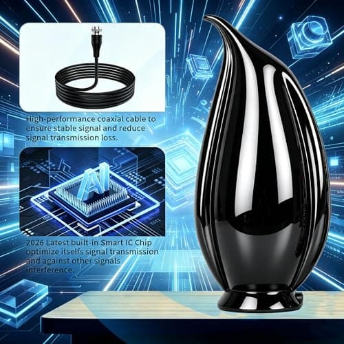 2026 Amplified TV Antenna Indoor/Outdoor, 3600+ Miles Long Range for Local Channels High Gain UHF/VHF HD TV Antenna with Amplifier Supports 4K 1080p All Smart/Old TVs, 17ft Coaxial Cable - Thumbnail 3