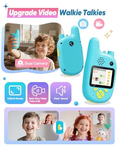 2 Pack Kids Video Walkie Talkies, Dual Camera & Voice Changer, Toys Gifts for Boys Girls 4 5 6 7 8 Birthday Christmas, Rechargeable Long Range Adventure Game Camping Outdoor Indoor - Thumbnail 2