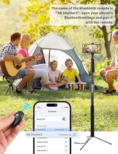 118" Invisible Selfie Stick for Insta360 X5 X4 X3, 3M/9.8ft Extended Long Pole with Wireless Remote & Tripod, Compatible with GoPro, DJI OSMO,Phone,Action Camera - Thumbnail 2