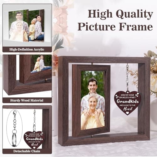Boiveco Side by Side or Miles Apart Grandkids are Close to the Heart Picture Frame 4x6 First Time Grandparents Gifts, New Grandma and Grandpa Gifts, Thanksgiving Birthday Christmas Grandparents Day Gift - Thumbnail 6