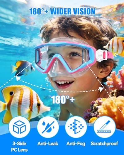 Aegend Snorkeling Diving Mask for Adult Youth Kids - Snorkel Gear 180° Panoramic View Leakproof Comfort, Perfect for Snorkeling, Freediving & Swimming (Pink Blue, Youth) - Thumbnail 3