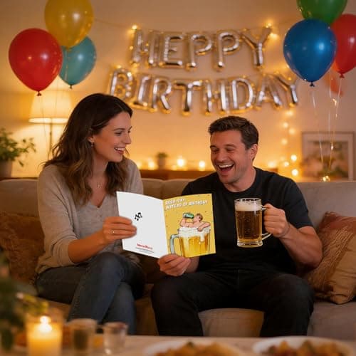 mountova Beer Birthday Card with Sound & Motion, Shaking Belly Funny Birthday Card for Men Husband, Dad, Friend, Brother, Interactive Bday Card for Beer Lovers with Envelope, 5.9 x 7.9 - Thumbnail 5