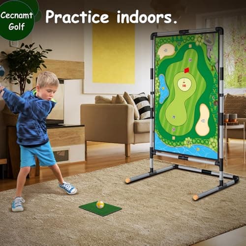 Cecnamt Golf Chipping Game - Battle Golf with Double-Sided Hitting Mat & Stand, Chip Sticky Practice Game for Adults & Kids, Indoor & Outdoor - Thumbnail 2