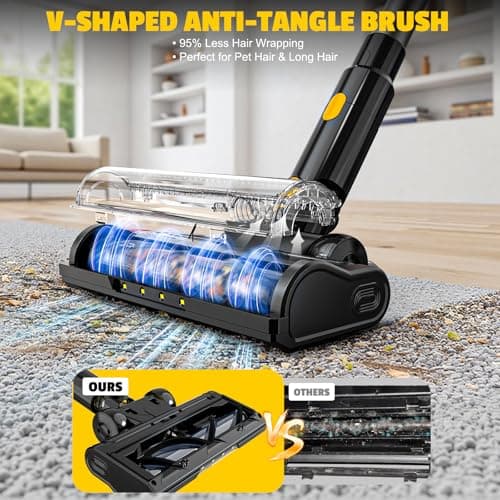 LIVOWALNY Cordless Vacuum Cleaner Compatible with DeWalt 20V Battery, 350W Brushless 40kPa Suction, 0.8L Dual Dust Cup, LED Floor Brush & 180° Flex Wand for Hardwood & Carpet (Battery Not Included) - Thumbnail 6