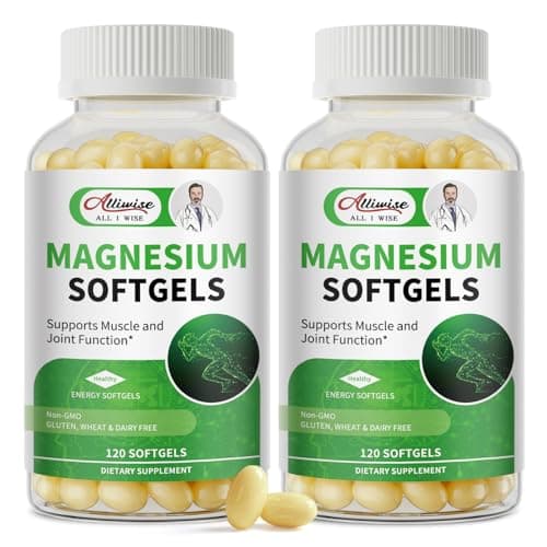 2pack Magnesium Glycinate 500mg Softgels Supplement 240 Gelcaps, 120 Day Supply - Image 1
