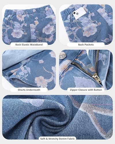 luvamia Asymmetrical Jean Skirt Jean Skirt for Women Denim Skorts for Women High Waisted Plus Size Denim Skort Plus Size Skorts Medium Wash-Morning Glory XX-Large - Thumbnail 6