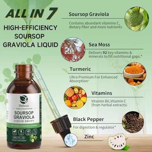 (2 Pack) Soursop Graviola Leaf Extract Liquid Drop Plus Pure Botanical Sea Moss for Cell Support & Regeneration, Immunity and Gut Health, Soursop Bitters Liquid丨Full Texture, Natural Flavor, 1 Fl Oz - Thumbnail 2