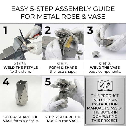 CMLDGIA 3D Rose and Vase Welding Practice Kit for Beginners DIY 201 Stainless Steel Tack Welding Project Metal Art Coupons for Tig Mig Welding Projects Metal Craft Kit (3D Rose Style) - Thumbnail 5