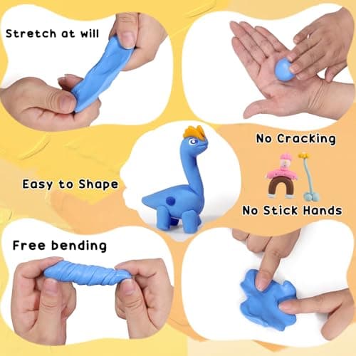 Ixiaoyoo 60 Colors Polymer Clay, DIY Modeling Clay Starter kit for Kids, Oven Baked Model Clay Art & Crafts Toys with Sculpting Tools, Non-Sticky, Birthday & Christmas Gift for Kids & Adults Artists - Thumbnail 3