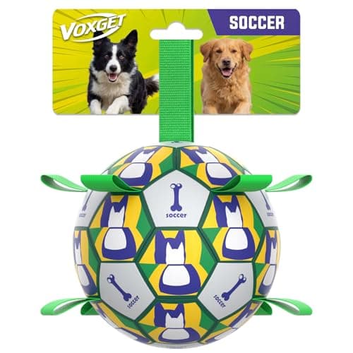 VOXGET Interactive Dog Ball Toys, 2026 Dog Soccer Ball with Thicken Straps for Small Medium Breeds Tug of War, Small Herding Balls with Pump for Puppy Dogs Outdoor Play Training (Green, 6 Inch) - Image 1