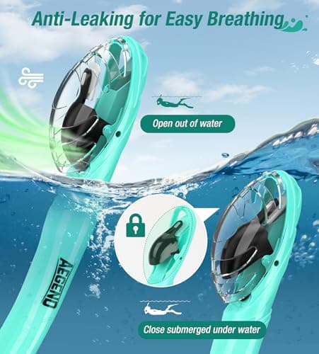 Aegend Diving Dry Snorkel for Adult & Youth - Snorkeling Gear with Top Dry Valve, Perfect for Snorkeling, Freediving, Swimming and Scuba Diving - Thumbnail 2