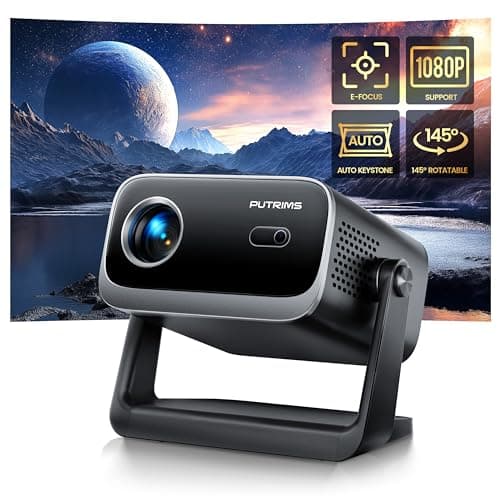 Projector with WiFi and Bluetooth - Mini Projector [145°Adjustable-Stand & Electric Focus & Auto Keystone], PUTRIMS S28 Portable 1080P 4K Support Outdoor Movie Projector for Phone/TV Stick - Image 1