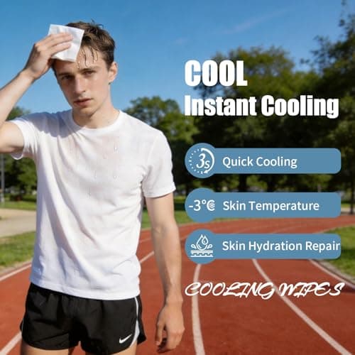 Cooling Face Body Wipes - 10 Packs of 10 (100 Wipes) - Disposable Individually Wrapped No-Rinse Cooling Towels, Extra-Thick Oversized Body Cleansing Wipes for Sports, Travel, Camping in Hot Weather - Thumbnail 5