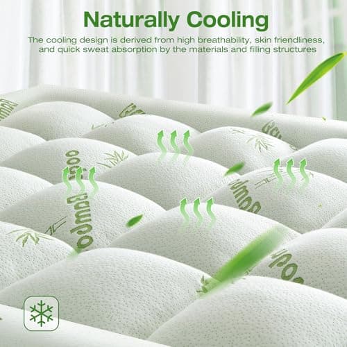 SurChic Ultra Soft Mattress Topper Twin XL Size Viscose Derived from Bamboo, Thick Pillow Top Mattress Pad Cover for Back Pain, Cooling Mattress Protector with 8-21 Inch Deep Pocket - Thumbnail 3