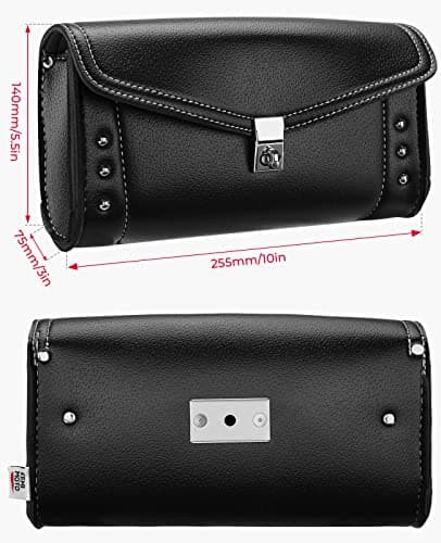 KEMIMOTO Motorcycle Windshield Bag 10" Windscreen Studded Pouch Compatible with Road King 1995-2019 2020 2021 2022 2023 2024 Softail Storage Tool - Thumbnail 5