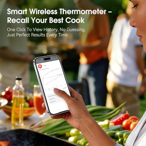BBQOVN Smart WiFi Wireless Meat Thermometer, Sub-1G 656FT Range, 7-Sensor Probe, Standalone LED Base, IP68 Waterproof, APP Remote for BBQ Grill Smoker Oven - Thumbnail 6