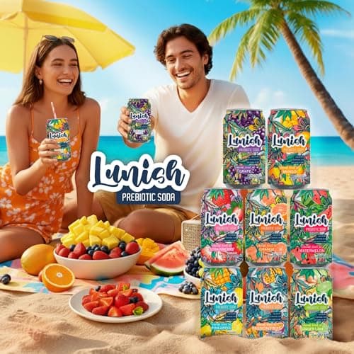 Lunish Prebiotic Soda, Mango Sabor Mango, Gut-Friendly & Refreshing, with Apple Cider Vinegar & 4g Prebiotic Fiber, 20 Cal, 12-Pack - Thumbnail 6