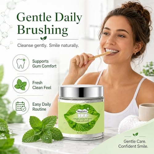 Collagen Tooth Powder for Gum with Hydroxyapatite Care & Enamel Support - Remineralizing Tooth Powder for Gum 2.12OZ Natural Oral Powder for Sensitivity, Travel-Friendly (Mint) - Thumbnail 4