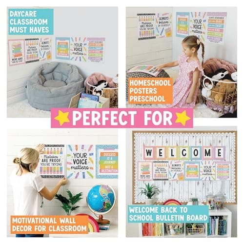 Welcome Sign for Classroom -13 Motivational Wall Decor for Classroom, Welcome Bulletin Board Set, Inspirational Posters, Positive Affirmations, Pastel Welcome Back to School Bulletin Board Decorations - Thumbnail 4