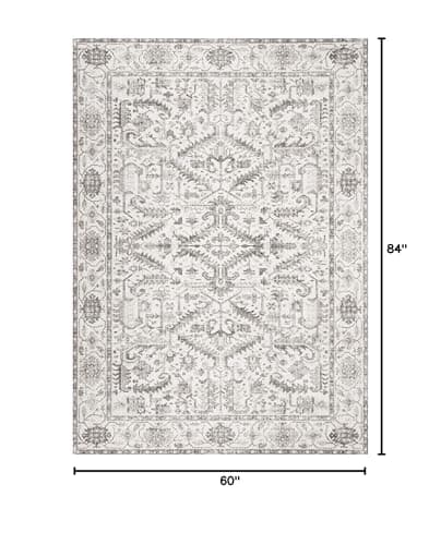 5x7 Area Rugs for Living Room - Washable Soft Large Vintage Rug Non-Slip Stain Resistant Traditional Stain Resistant Indoor Floor Low Pile Carpet for Bedroom Dining Room or Home Office - White - Thumbnail 2