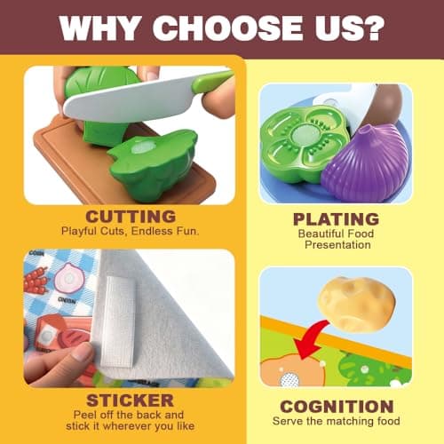 Zymari Pretend Play Food for Kids Kitchen with Pattern-Matching Felt Board, Cutting Toy Food with Storage Bag, Fake Fruit Learning Toys for Toddlers Boys Girls,Gift for Children Birthday (Vegetables) - Thumbnail 4