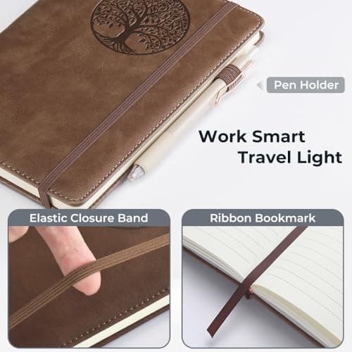 BIYUNRO Lined Journal Notebook for Women & Men, Hardcover Leather Journals for Writing, Diary, Journaling, Bible, Work & Travel, A5 (Green) - Thumbnail 2