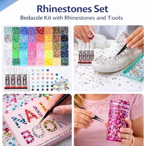Badazzle Kit 40 Colors 35000PCS Bedazzled Kits Resin Jelly Flatback Rhinestones, Book Bedazzling Kit Bazzling Kits Small Gems with Tools Bedazzle Gems for Bedazzling Crafts & DIY Projects for Adults - Thumbnail 5