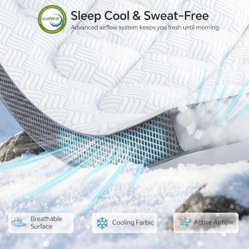 GHLPECYO 3 Inch Extra Thick Queen Size Mattress Topper, Cloud-Like Pillow Top Mattress Pad with Bamboo Viscose & Memory Foam Filling, 18‘’ Deep Pocket Bed Topper, Breathable Air Mesh Sides, White-grey - Thumbnail 3