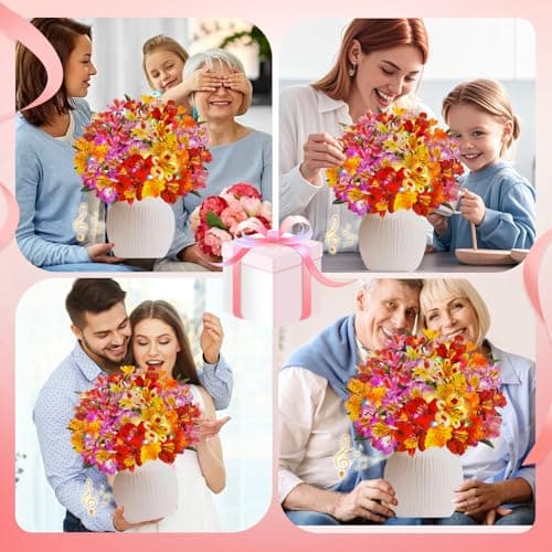 3D Pop Up Mothers Day Cards, Mother's Day Card, Paper Bouquet Birthday Greeting Card with Music & Colorful Lights, 12 Inch Life Sized Forever Flower Bouquet Mother's Day Cards for Women Mom Grandma - Thumbnail 6
