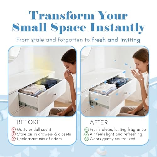 SCENTORINI Scented Sachets for Drawers and Closets, Pure Cotton Scent 14 Pack, Long-Lasting Sachets Bags Wardrobe Freshener, for Luggage, Wardrobe, Cupboard, Handbag, Suitcases, Small Space - Thumbnail 5