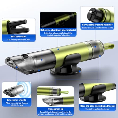 3 in 1 Car Safety Hammer Seatbelt Cutter and Survival Whistle, Safe Transparent Lid Window Breaker Seatbelt Cutter Underwater, 3-Pack Emergency Keychains car Window Breaker Tool,Glass Breaker for Cars - Thumbnail 6