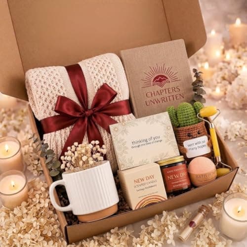 Self Care Gift Set for Women, Spa Gift Basket with Blanket, Get Well Soon & Sympathy Care Package, Birthday & Thank You teacher Gift Box, Relaxation Home Spa Kit for Mom Wife Sister Friend