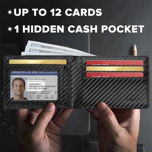 furid Leather Wallet Compatible with Airtag: Slim Air Tag Wallet for Men RFID Blocking, Bifold, Front Pocket, Minimalist Card Holder - Thumbnail 3