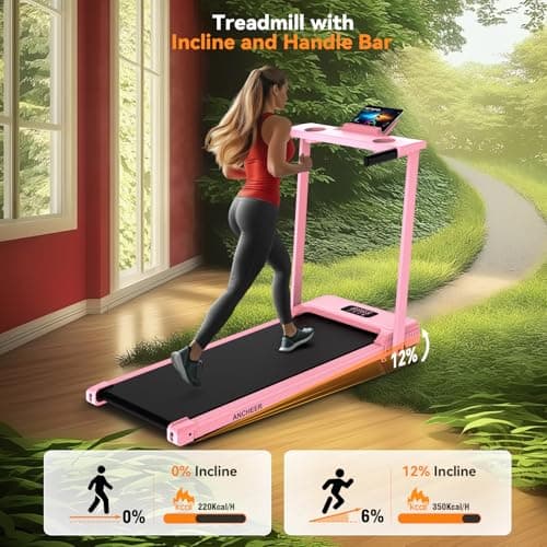 FUNMILY Incline Walking Pad Treadmill with Handle Bar, Folding Treadmills for Home Small, 3.5HP Portable Treadmill with Desk, 350 lbs Weight Capacity, Walking Pad with Remote Control and LED Display - Thumbnail 5
